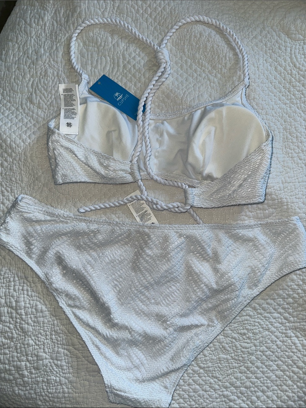 Cupshe White Textured Rope-Strap Bikini - Picture 2 of 2